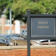 sign for the admissions office at a college