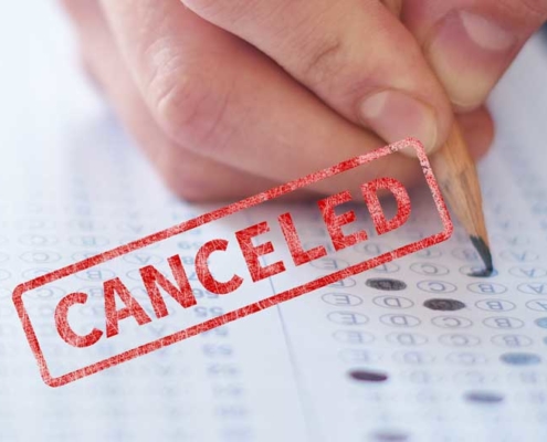canceled stamp on standardized test bubble sheet