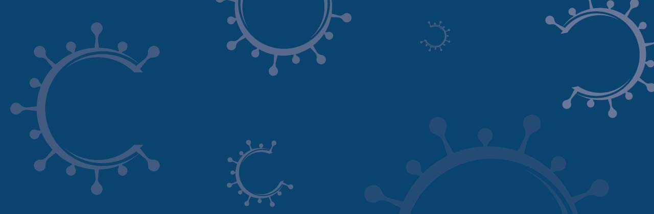 covid-19 germs on blue background