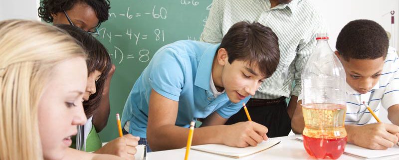 high school students studying math and science