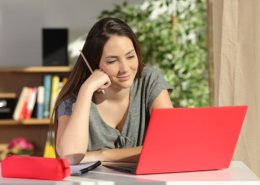 female student taking an ap class online