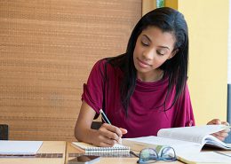 high school senior working on homework